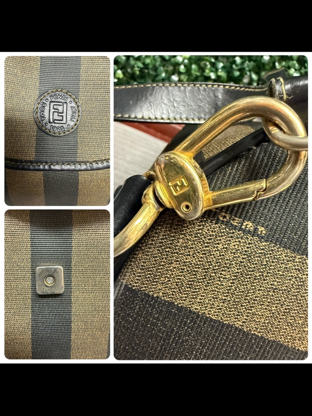 Fendi PEQUIN Striped Sling Backpack Bag Vintage - Picture 10 of 11
